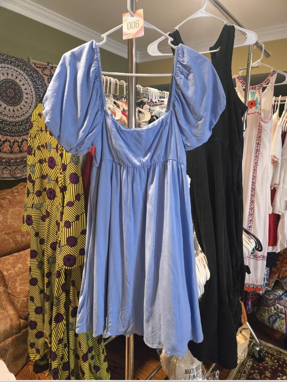 Anthropologie Sky Blue Puff Sleeve Mini Dress